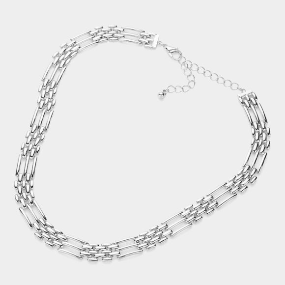 Silver Abstract Choker Necklace - Picture 2 of 2